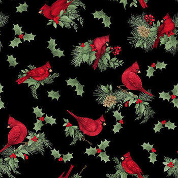 Cardinal Charm 39930-973 Black by Susan Winget for Wilmington Prints, Image