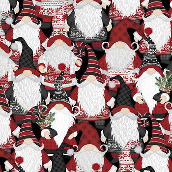 Snowy Gnomies 49371-913 Black by Jennifer Pugh for Wilmington Prints, Image