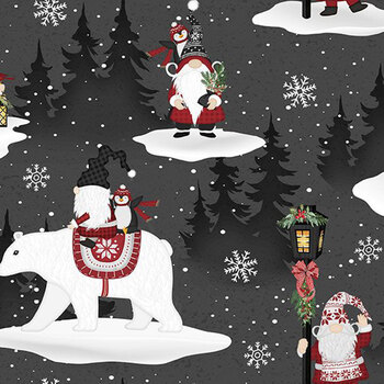 Snowy Gnomies 49372-931 Black by Jennifer Pugh for Wilmington Prints, Image