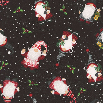 Snowy Gnomies 49373-991 Black by Jennifer Pugh for Wilmington Prints