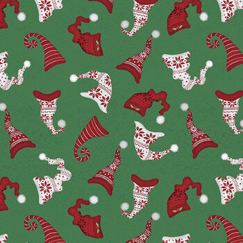 Snowy Gnomies 49374-713 Green by Jennifer Pugh for Wilmington Prints, Image