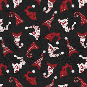Snowy Gnomies 49374-913 Black by Jennifer Pugh for Wilmington Prints, Image