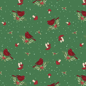 Snowy Gnomies 49375-737 Green by Jennifer Pugh for Wilmington Prints, Image
