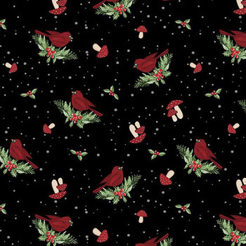 Snowy Gnomies 49375-937 Black by Jennifer Pugh for Wilmington Prints, Image