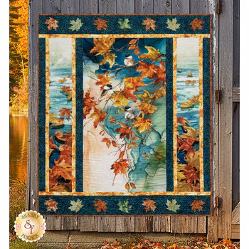  Autumn Breeze Panel Quilt Kit - Laser Cut leaves included, Image