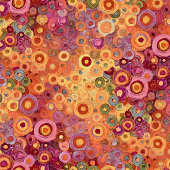 Calico Cat FLEUR-CD4121 ORANGE by Timeless Treasures Fabrics, Image