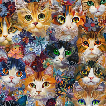 Calico Cat CAT-CD4114 NATURAL by Timeless Treasures Fabrics, Image