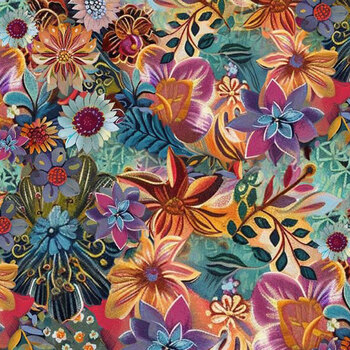 Calico Cat FLEUR-CD4117 SAGE by Timeless Treasures Fabrics, Image