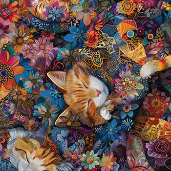 Calico Cat CAT-CD4113 MULTI by Timeless Treasures Fabrics, Image