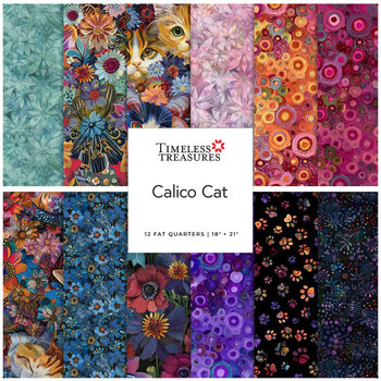 Calico Cat  12 FQ Set by Timeless Treasures Fabrics, Image