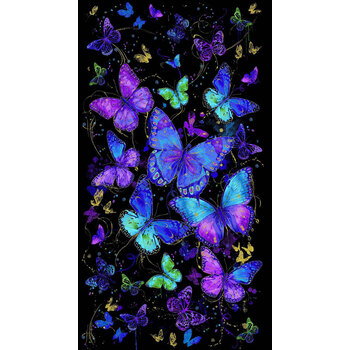 Evening Glow PANEL-CM4100 BLACK Panel by Chong-A Hwang for Timeless Treasures Fabrics, Image