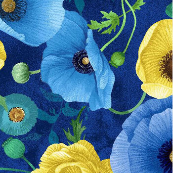 Poppy Serenade POPPY-CD4161 NAVY by Chong-A Hwang for Timeless Treasures Fabrics, Image