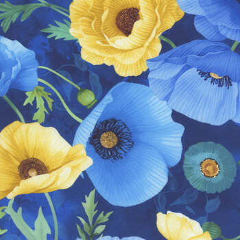 Poppy Serenade POPPY-CD4161 NAVY by Chong-A Hwang for Timeless Treasures Fabrics