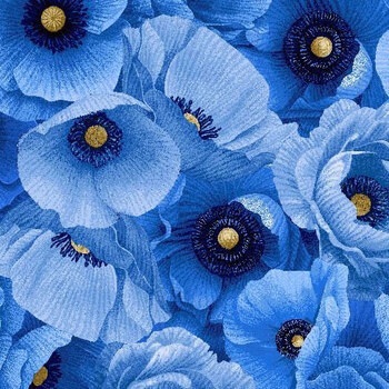 Poppy Serenade POPPY-CD4162 BLUE by Chong-A Hwang for Timeless Treasures Fabrics, Image
