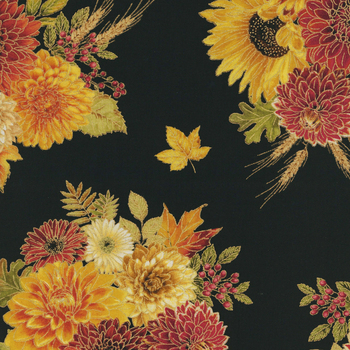 Give Thanks HARVEST-CM4132 BLACK by Timeless Treasures Fabrics