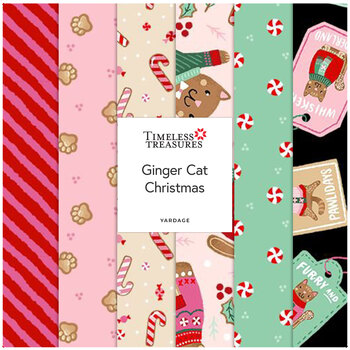 Ginger Cat Christmas  Yardage by Belle Haus for Timeless Treasures Fabrics, Image