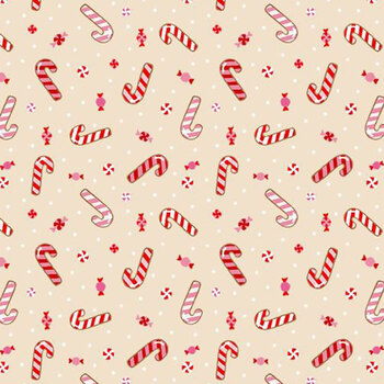 Ginger Cat Christmas BH-CD4203 KHAKI by Belle Haus for Timeless Treasures Fabrics, Image