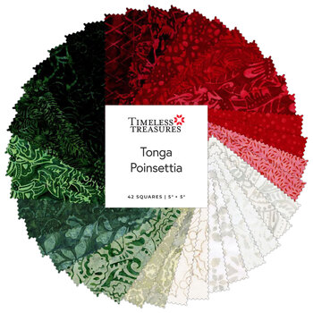 Tonga Poinsettia  5" Squares by Timeless Treasures Fabrics, Image