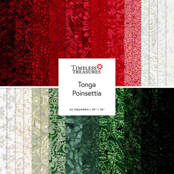 Tonga Poinsettia  10" Squares by Timeless Treasures Fabrics, Image