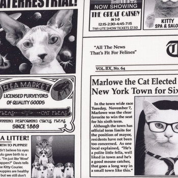 Cat Newspaper CAT-CD6705 NEWSPRINT for Timeless Treasures Fabrics, Image