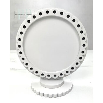 Round Wood Décor Frame - Dots - Unfinished Wood, Image