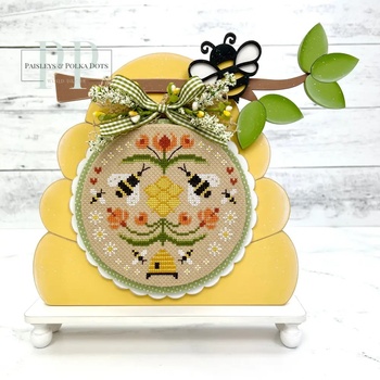 Bee Hive Cross Stitch Display - Unfinished Wood, Image