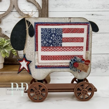 Primitive Sheep Cross Stitch Display - Unfinished Wood, Image