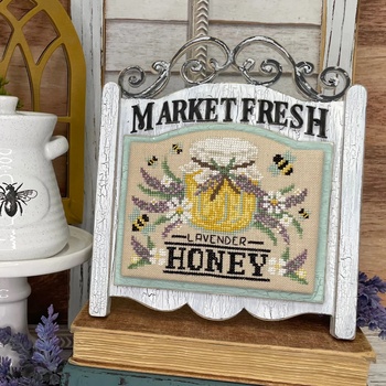 Market Sign Cross Stitch Display - Unfinished Wood, Image