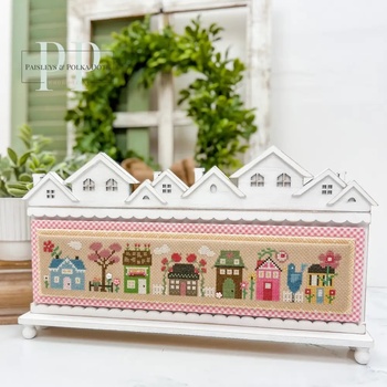 Tiny Town Rooftops Cross Stitch Display - Unfinished Wood, Image