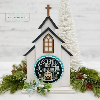City Chapel Cross Stitch Display Backer - Unfinished Wood, Image