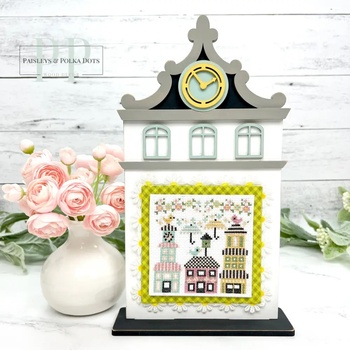 City Clock Tower Cross Stitch Display Backer - Unfinished Wood, Image