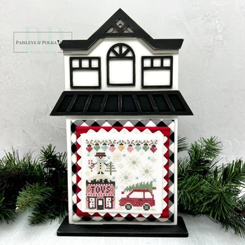 City House #2 Cross Stitch Display Backer - Unfinished Wood, Image