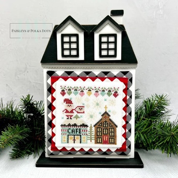 City House #3 Cross Stitch Display Backer - Unfinished Wood, Image