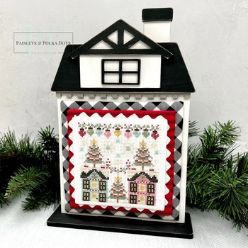 City House #4 Cross Stitch Display Backer - Unfinished Wood, Image