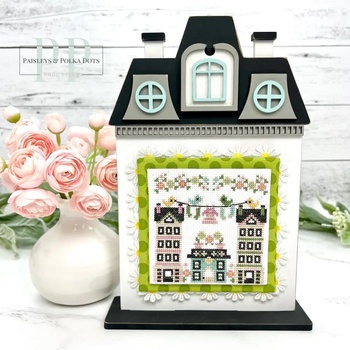 Victorian City House Cross Stitch Display Backer - Unfinished Wood, Image