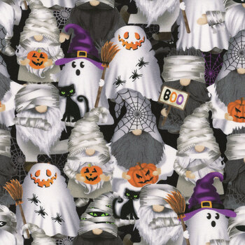 Mummy Gnomes GAIL-CD3607 BLACK by Timeless Treasures Fabrics, Image