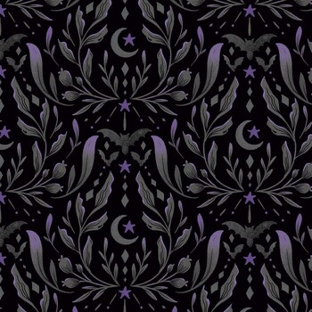 Hauntingly Yours W125-004-747 Black by Gia Graham for White Owl Textiles, Image