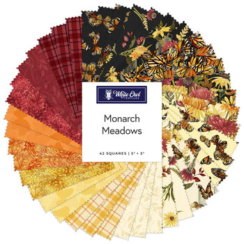 Monarch Meadow  5" Stamps by Nicole Tamarin for White Owl Textiles, Image