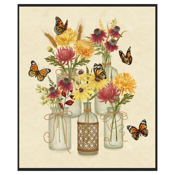 Monarch Meadow W100-024-032 Panel by Nicole Tamarin for White Owl Textiles, Image