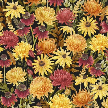 Monarch Meadow W100-026-723 Black by Nicole Tamarin for White Owl Textiles, Image