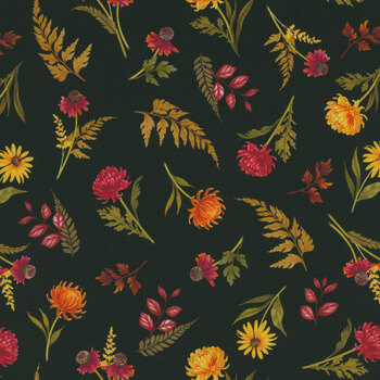 Monarch Meadow W100-028-723 Black by Nicole Tamarin for White Owl Textiles