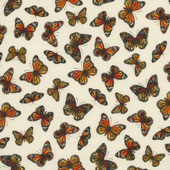 Monarch Meadow W100-030-027 Cream by Nicole Tamarin for White Owl Textiles