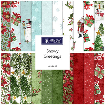 Snowy Greetings  Yardage by Susan Winget for White Owl Textiles, Image