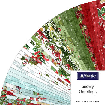 Snowy Greetings  2-1/2" Strips by Susan Winget for White Owl Textiles, Image