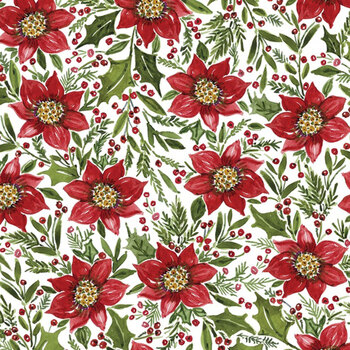Snowy Greetings W105-034-036 White by Susan Winget for White Owl Textiles, Image