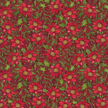 Snowy Greetings W105-034-336 Red by Susan Winget for White Owl Textiles