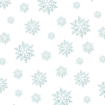Snowy Greetings W105-037-500 White by Susan Winget for White Owl Textiles, Image