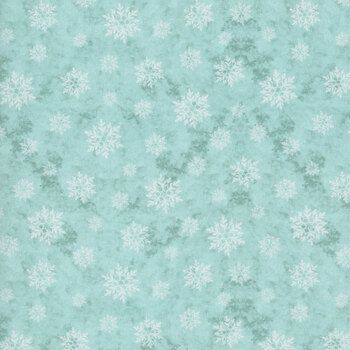 Snowy Greetings W105-037-515 Blue by Susan Winget for White Owl Textiles