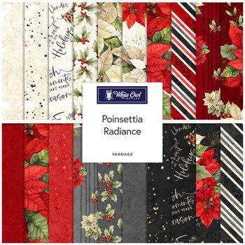 Poinsettia Radiance  Yardage by Joy Hall for White Owl Textiles, Image