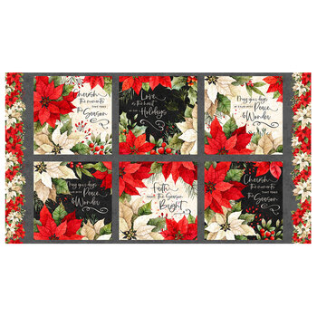 Poinsettia Radiance W110-004-730 Craft Panel by Joy Hall for White Owl Textiles, Image